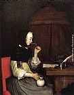 Gerard ter Borch Woman Drinking Wine painting